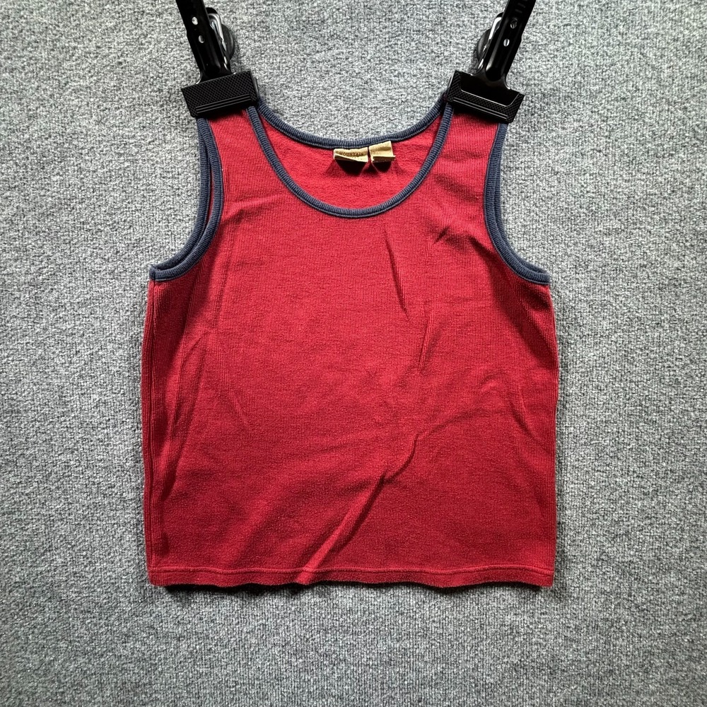 Mountain Lake Casuals Tank Top Womens L Red Contrast Trim Sleeveless Scoop Neck